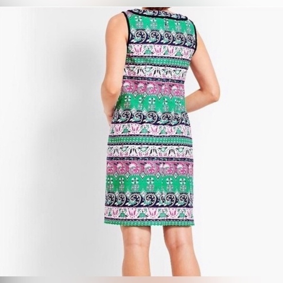 Talbots Sleeveless Shift Dress Green Pink Size 8 - Picture 4 of 16